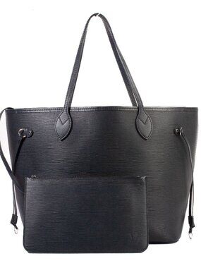 Authentic Louis Vuitton Black Neverfull MM Epi Leather Tote Bag